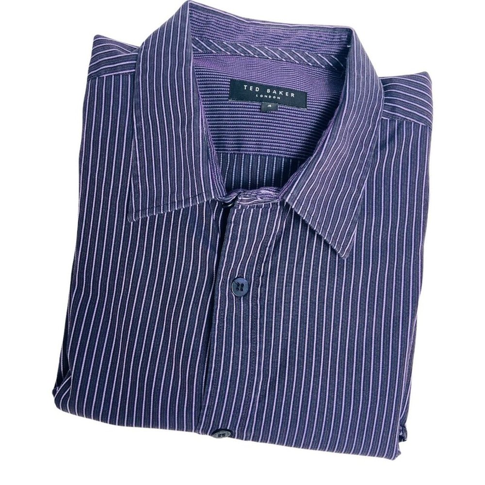Ted Baker  Men Sm 4 Purple Striped Long Sleeve But